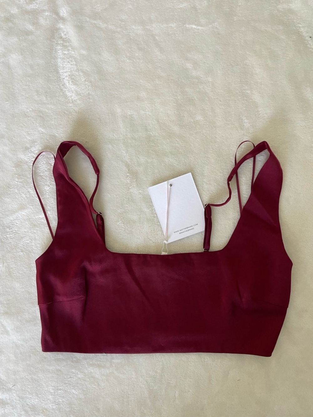 Nia The Brand Wine Satin Crop Top